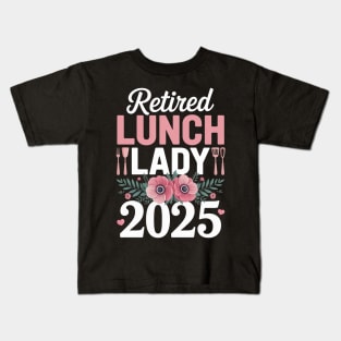 Retired Lunch Lady 2025 Floral Rainbow Kids T-Shirt